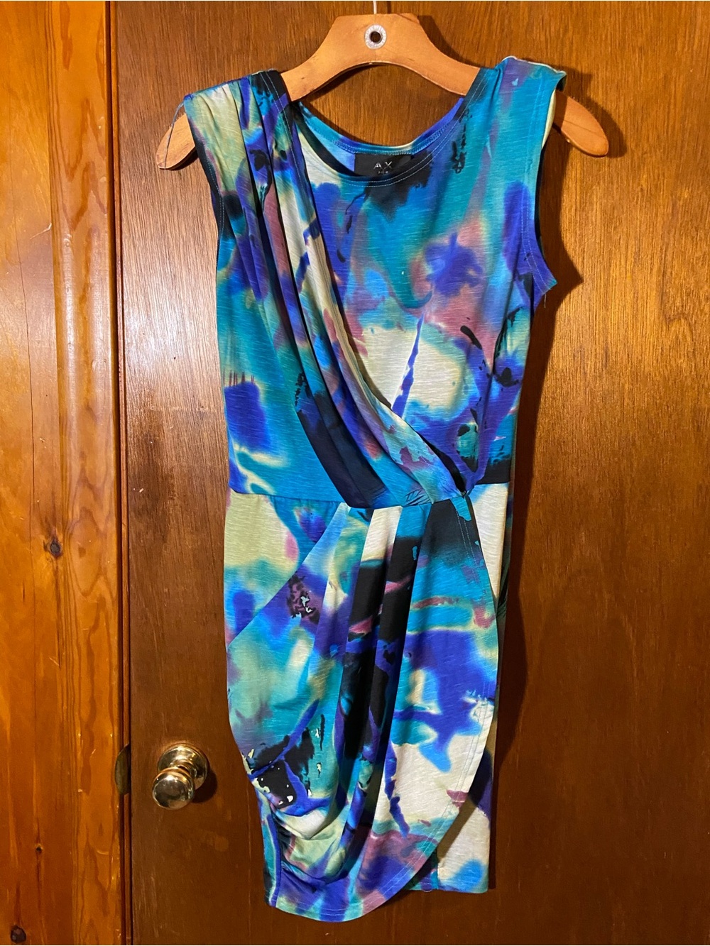 AX Paris Blue & Teal Abstract Draped Mini Dress